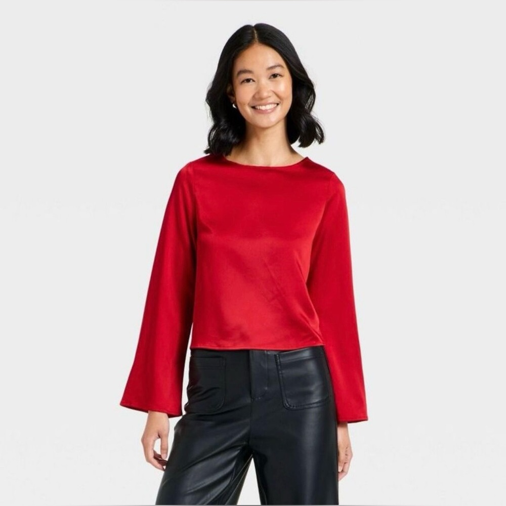 A New Day Red Long Sleeve Blouse